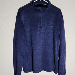 Realtree Navy Blue Quarter  Zip Pullover Sweater Mens Size L Flannel